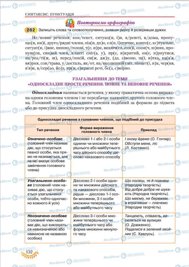 Підручники Українська мова 8 клас сторінка 132