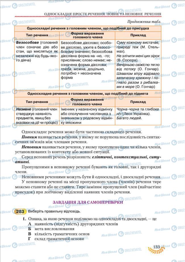 Учебники Укр мова 8 класс страница 133