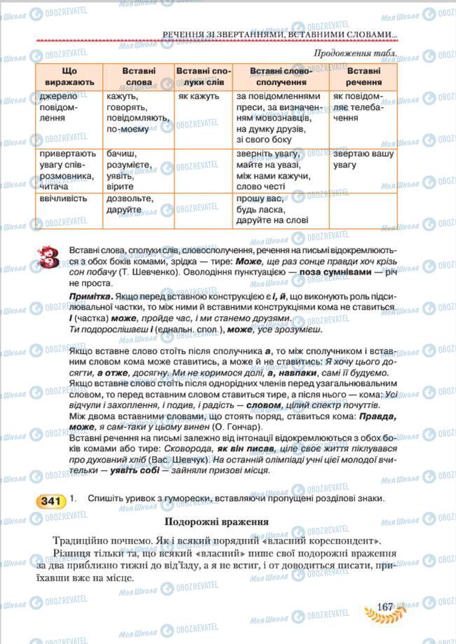 Підручники Українська мова 8 клас сторінка 167