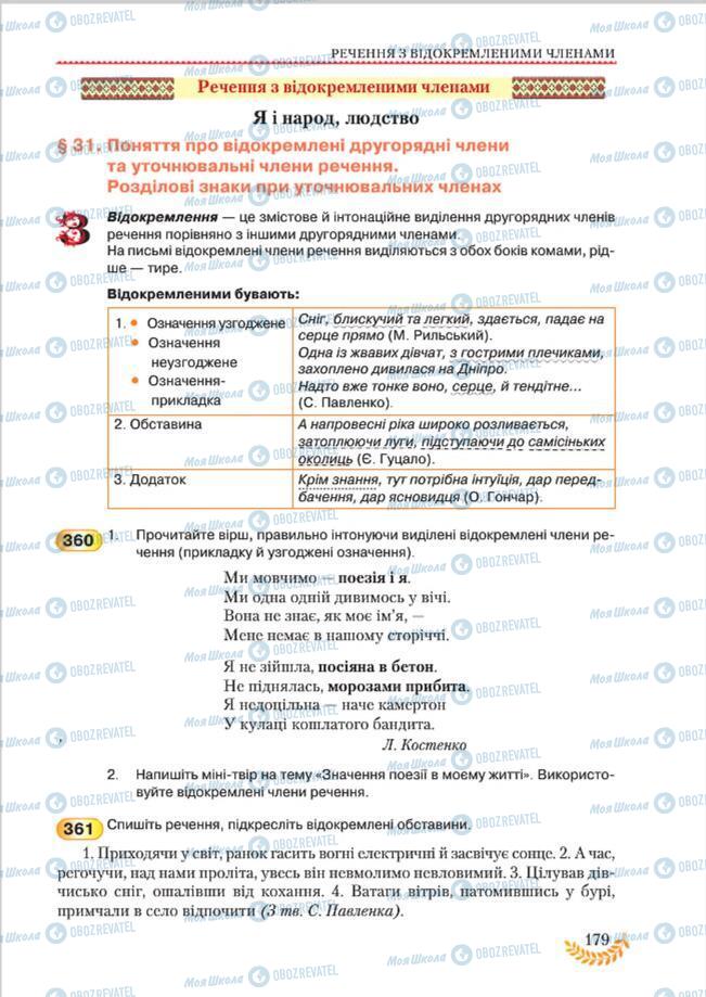 Підручники Українська мова 8 клас сторінка 179
