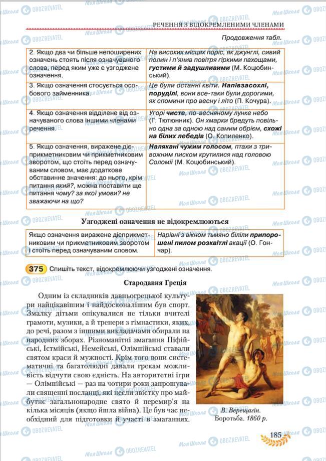 Підручники Українська мова 8 клас сторінка 185