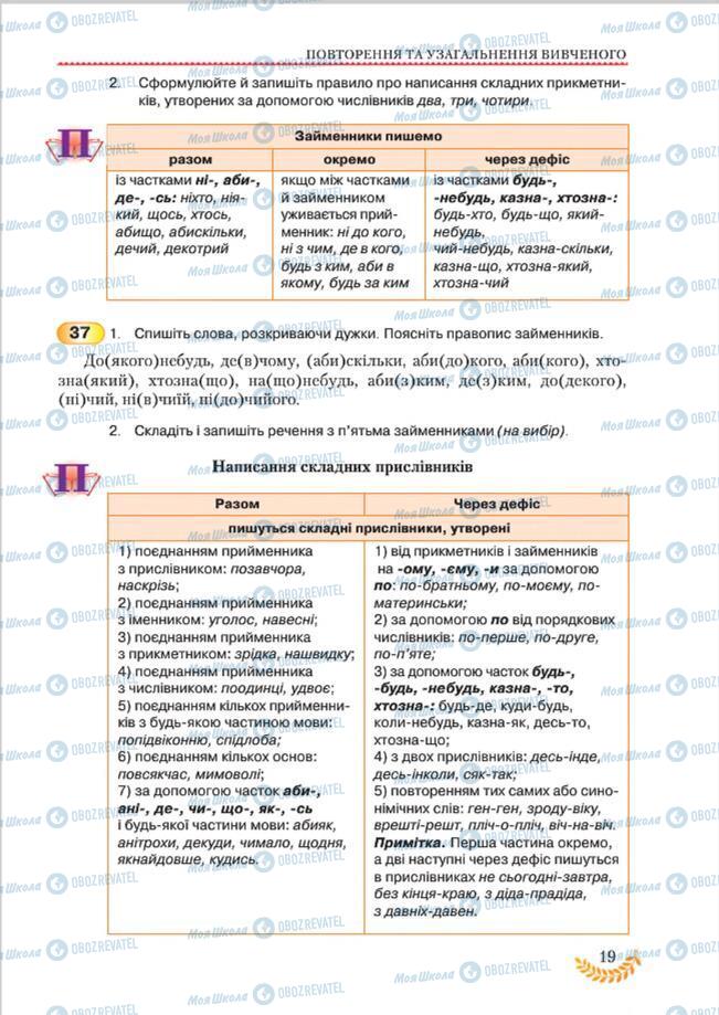 Підручники Українська мова 8 клас сторінка 19