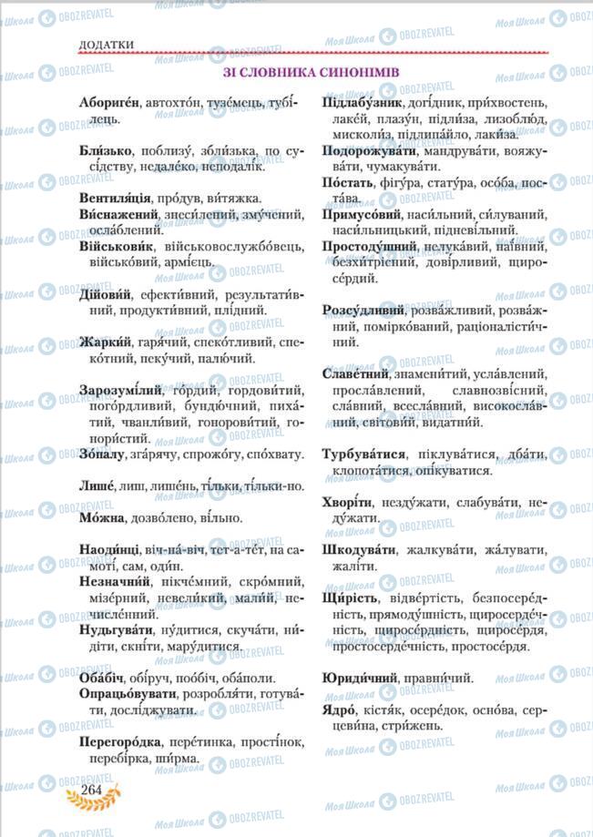 Підручники Українська мова 8 клас сторінка  264