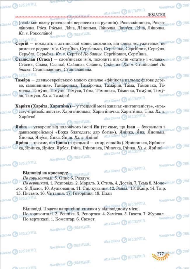 Підручники Українська мова 8 клас сторінка  277