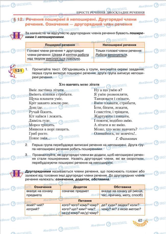 Підручники Українська мова 8 клас сторінка 67