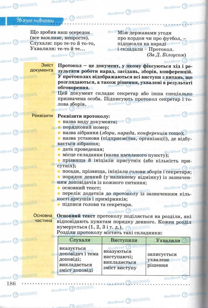 Підручники Українська мова 8 клас сторінка 186