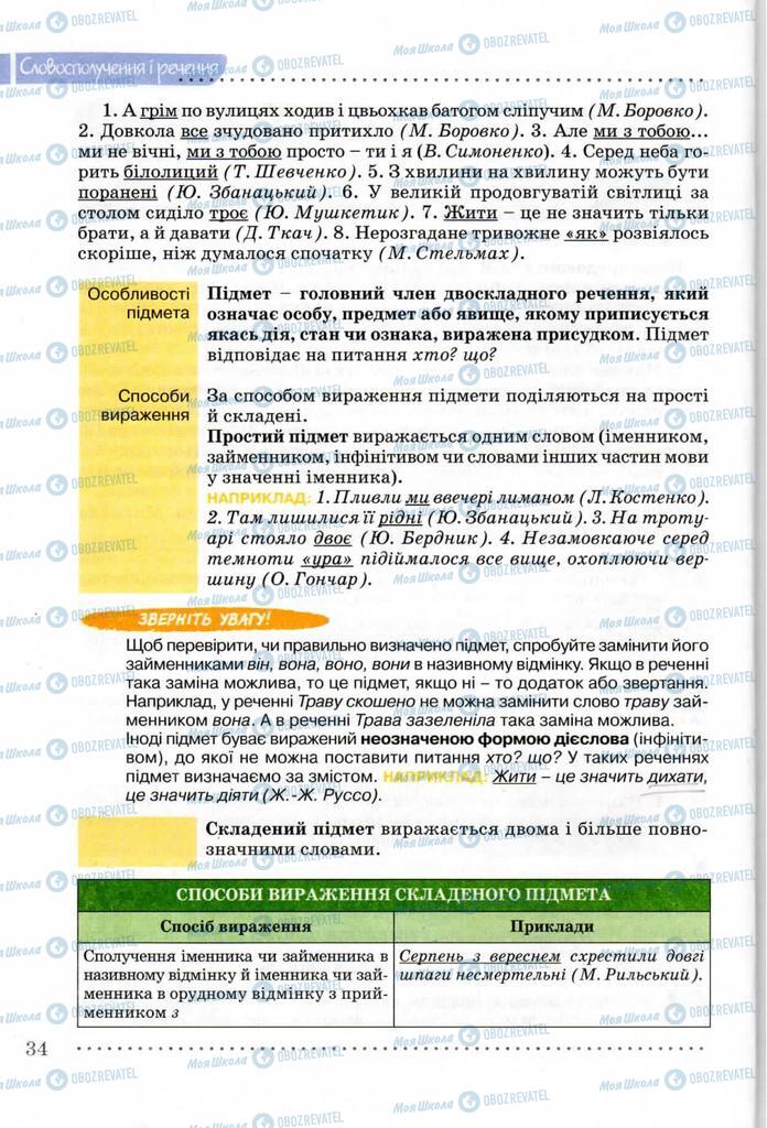 Підручники Українська мова 8 клас сторінка 34