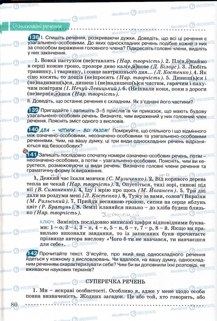 Підручники Українська мова 8 клас сторінка  80