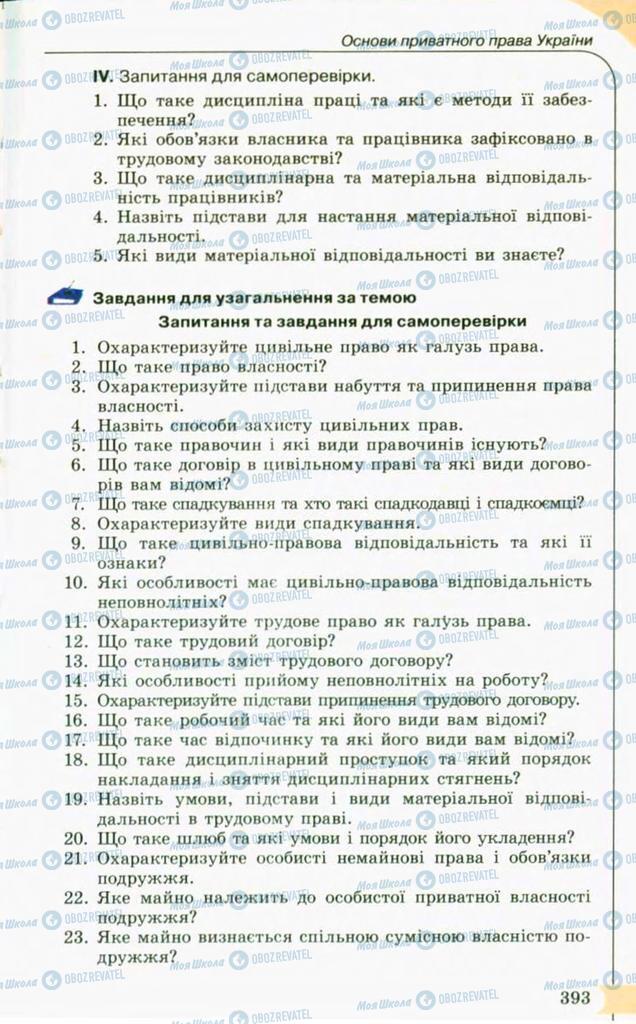 Підручники Правознавство 10 клас сторінка 393