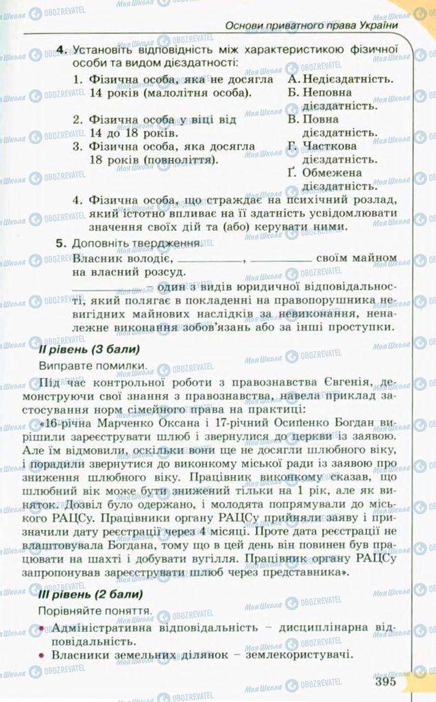 Підручники Правознавство 10 клас сторінка 395