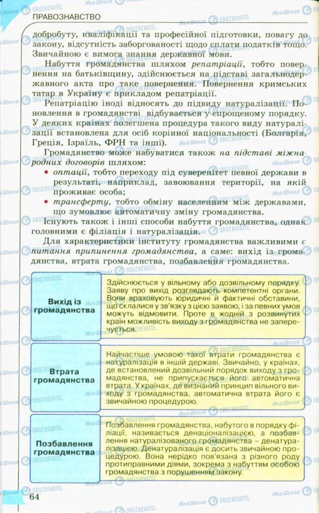 Підручники Правознавство 10 клас сторінка 64