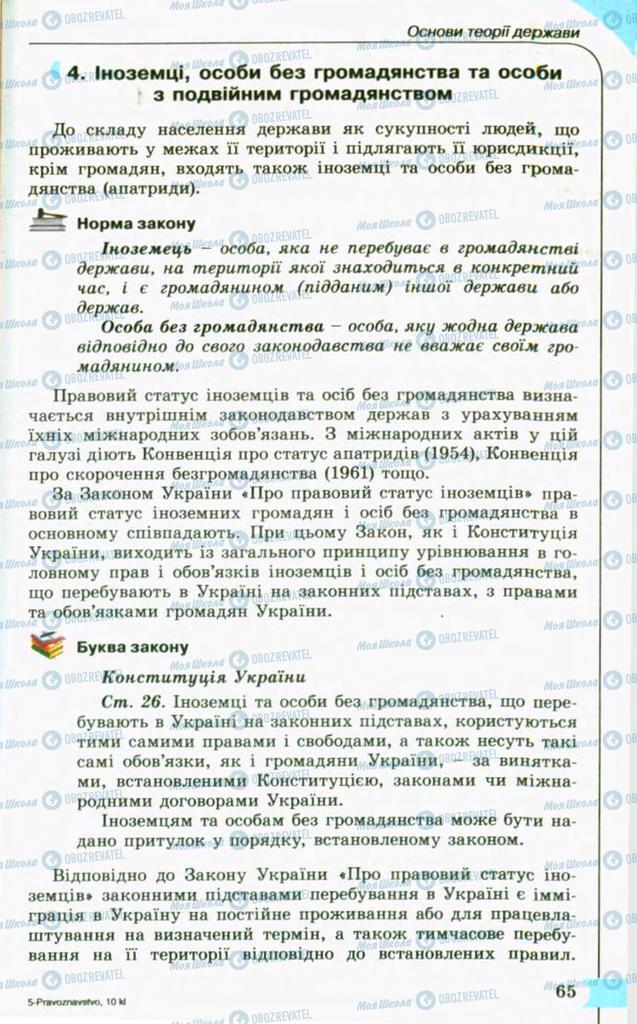 Підручники Правознавство 10 клас сторінка 65