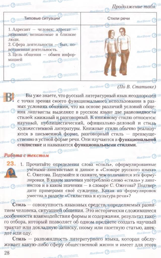 Підручники Російська мова 10 клас сторінка 28