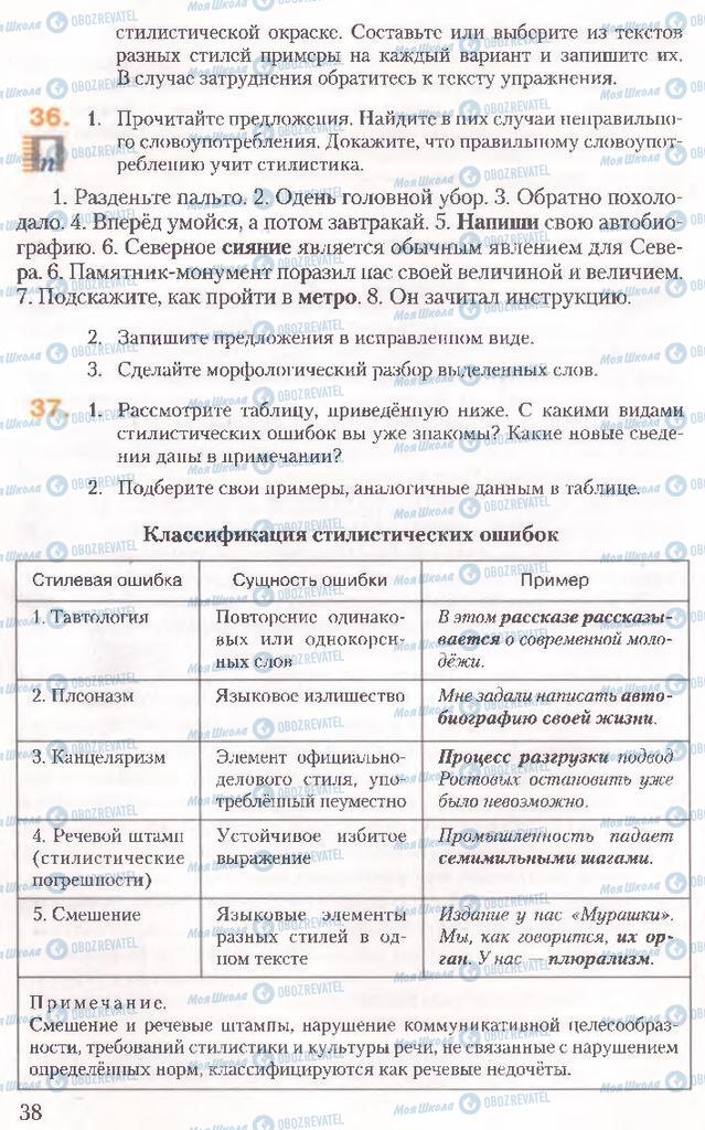 Учебники Русский язык 10 класс страница 38