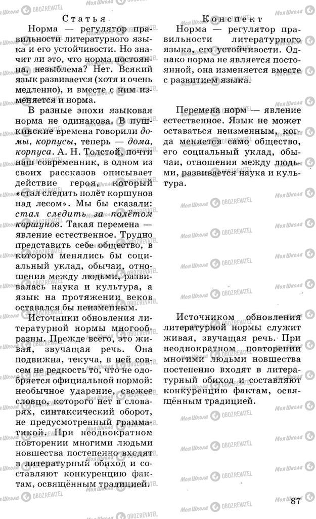 Підручники Російська мова 10 клас сторінка 87