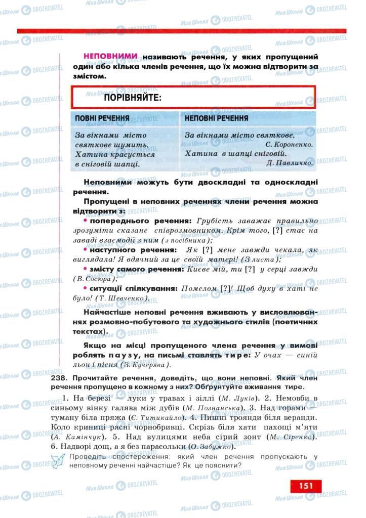 Учебники Укр мова 8 класс страница 151
