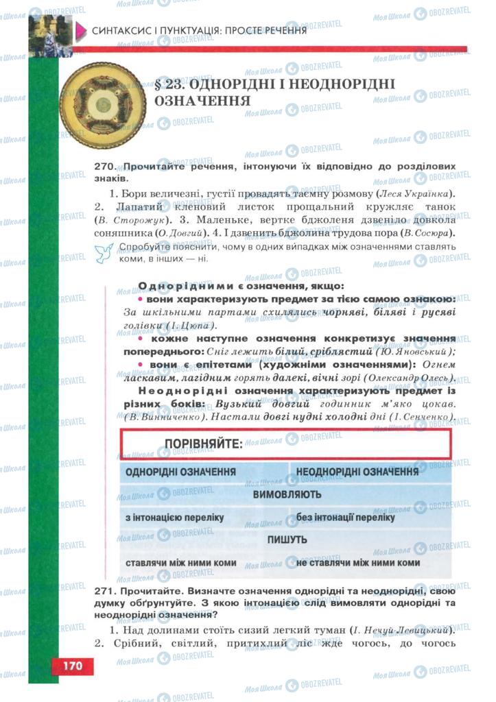 Підручники Українська мова 8 клас сторінка  170