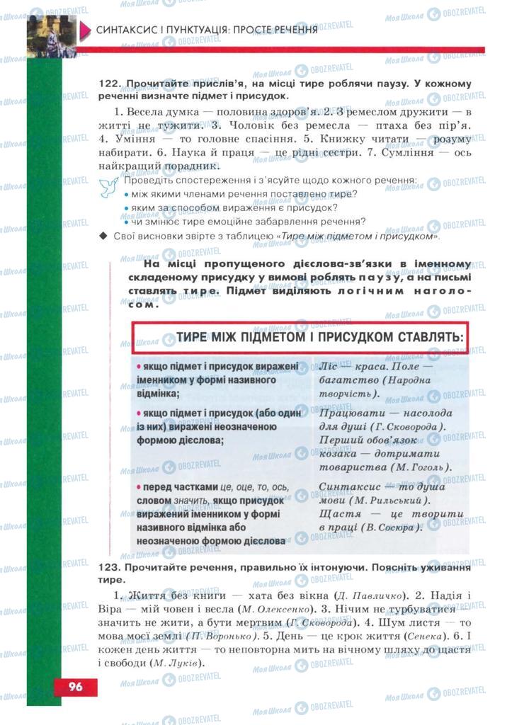 Підручники Українська мова 8 клас сторінка  96