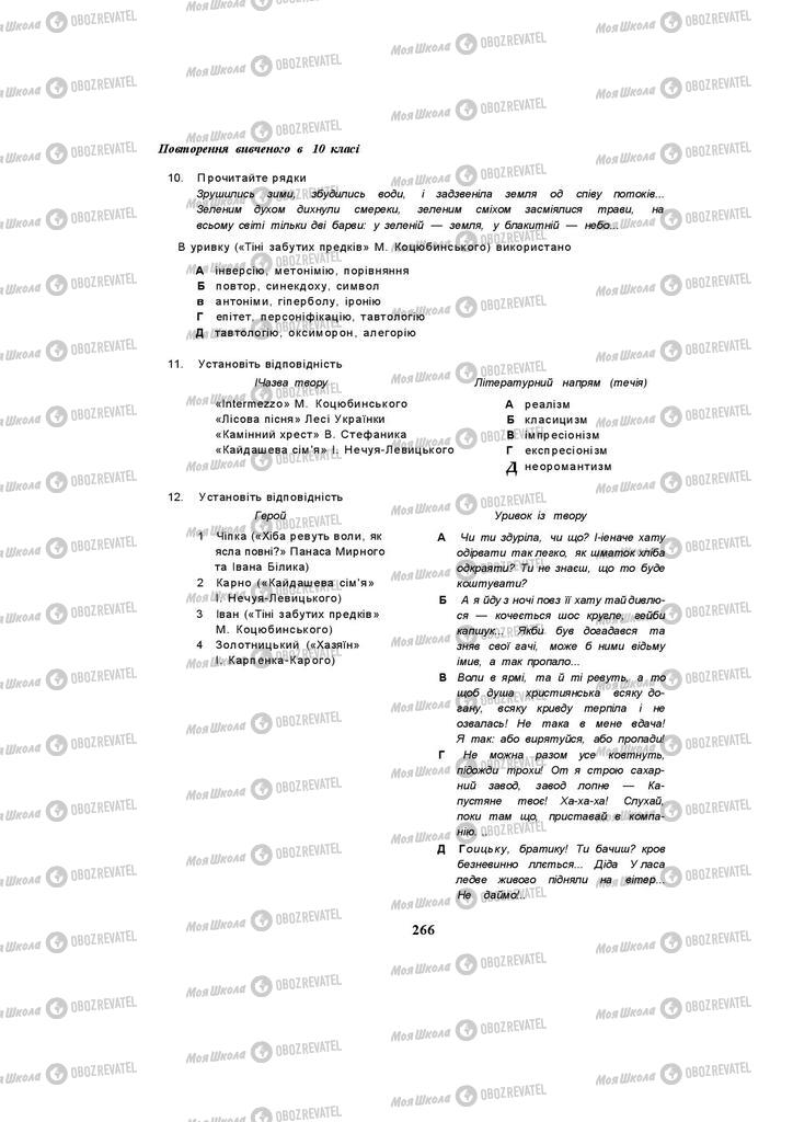 Підручники Українська література 10 клас сторінка 266