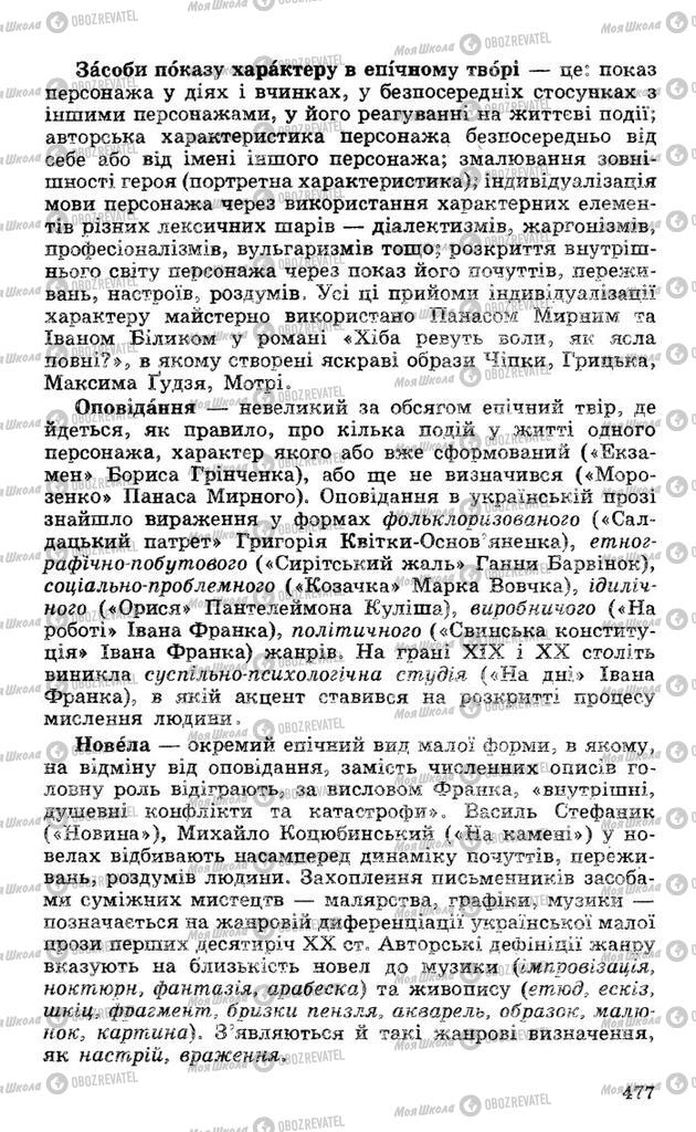 Підручники Українська література 10 клас сторінка 477