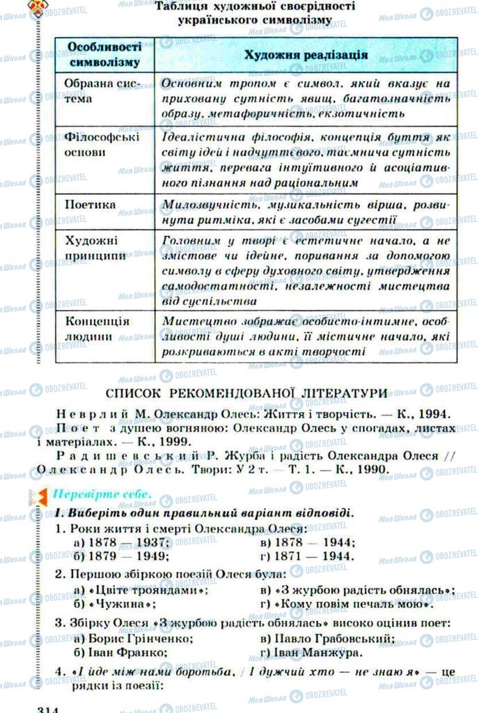 Учебники Укр лит 10 класс страница 314