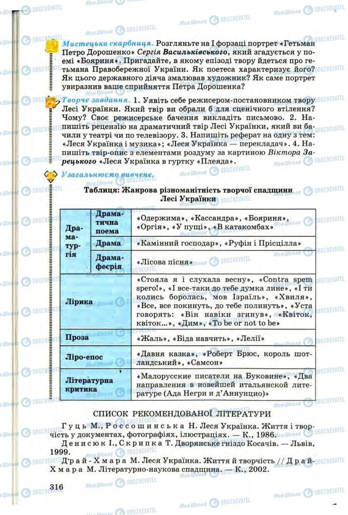 Учебники Укр лит 10 класс страница 316