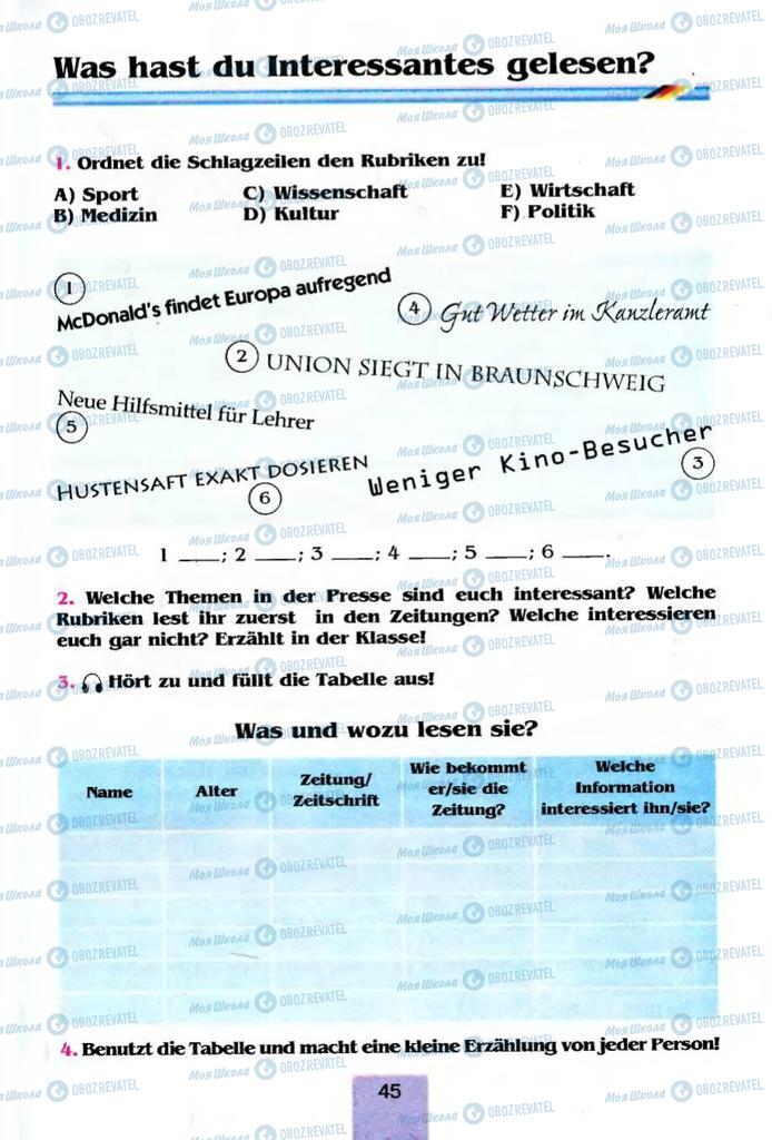 Учебники Немецкий язык 8 класс страница  45