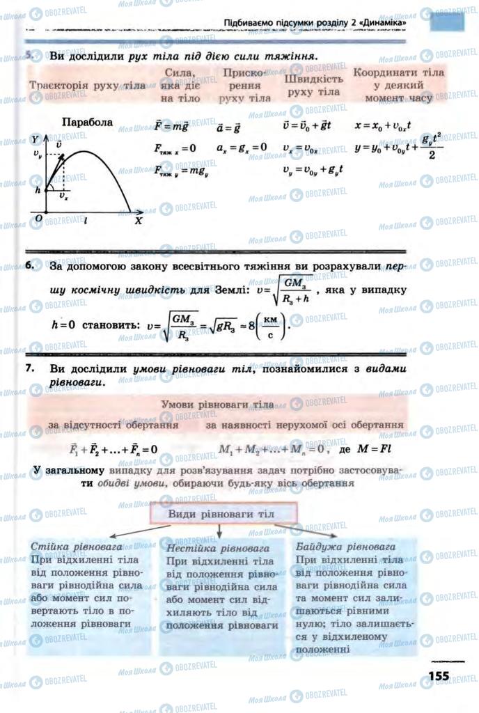 Підручники Фізика 10 клас сторінка 155