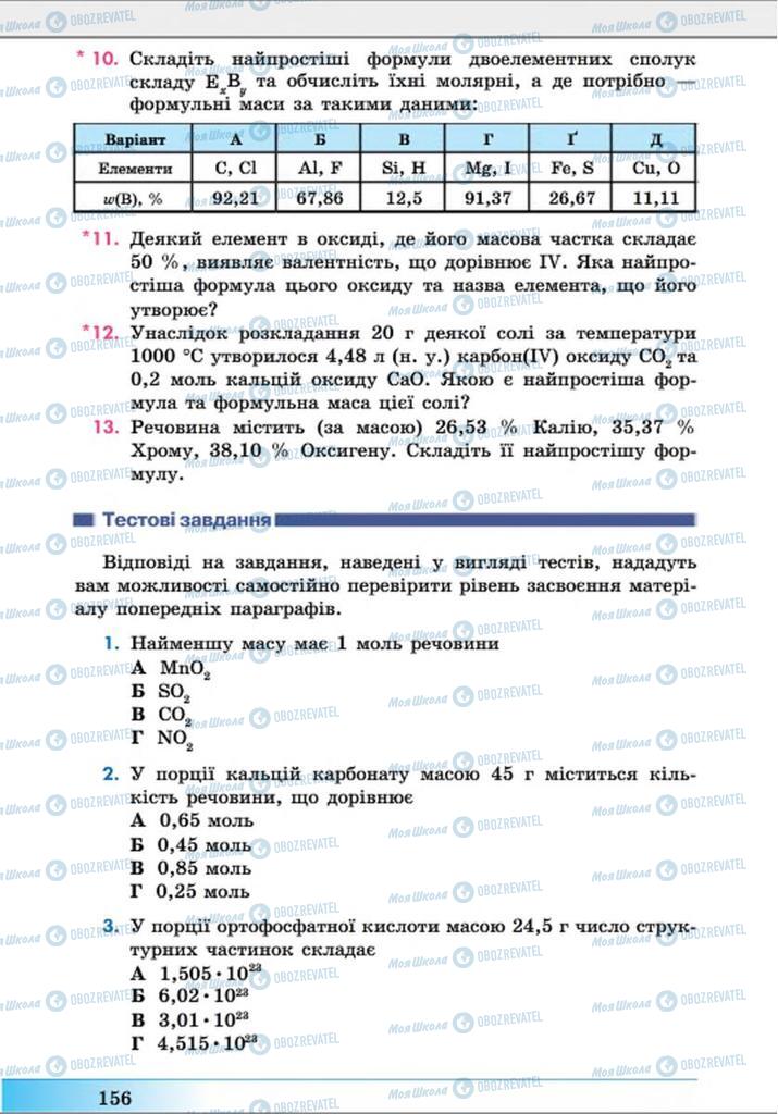 Підручники Хімія 8 клас сторінка  156