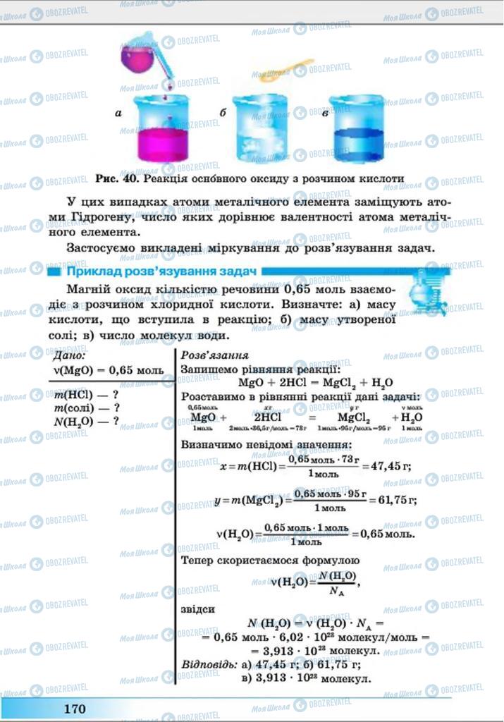Підручники Хімія 8 клас сторінка 170