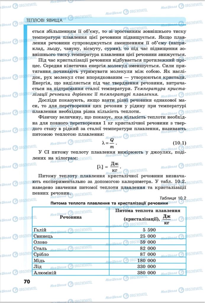 Підручники Фізика 8 клас сторінка 70