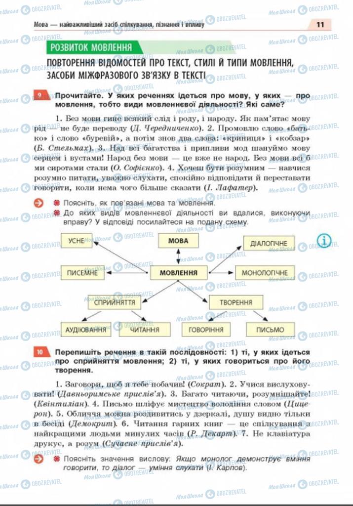 Учебники Укр мова 8 класс страница  11