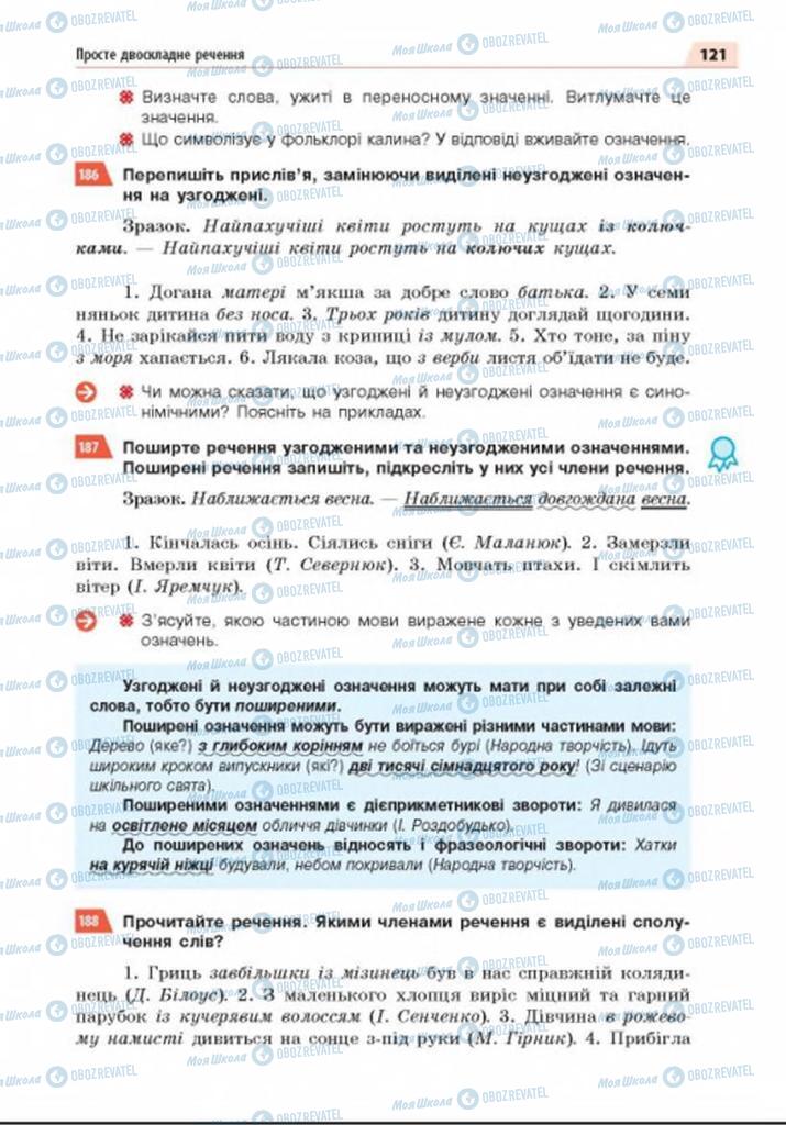 Підручники Українська мова 8 клас сторінка 121