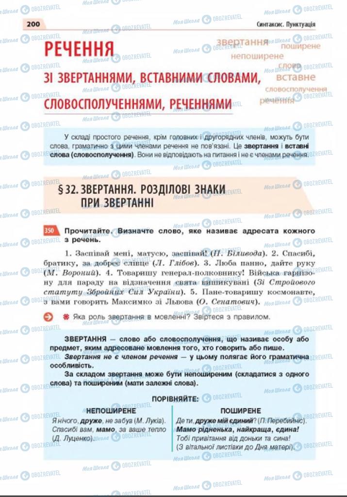 Підручники Українська мова 8 клас сторінка 200