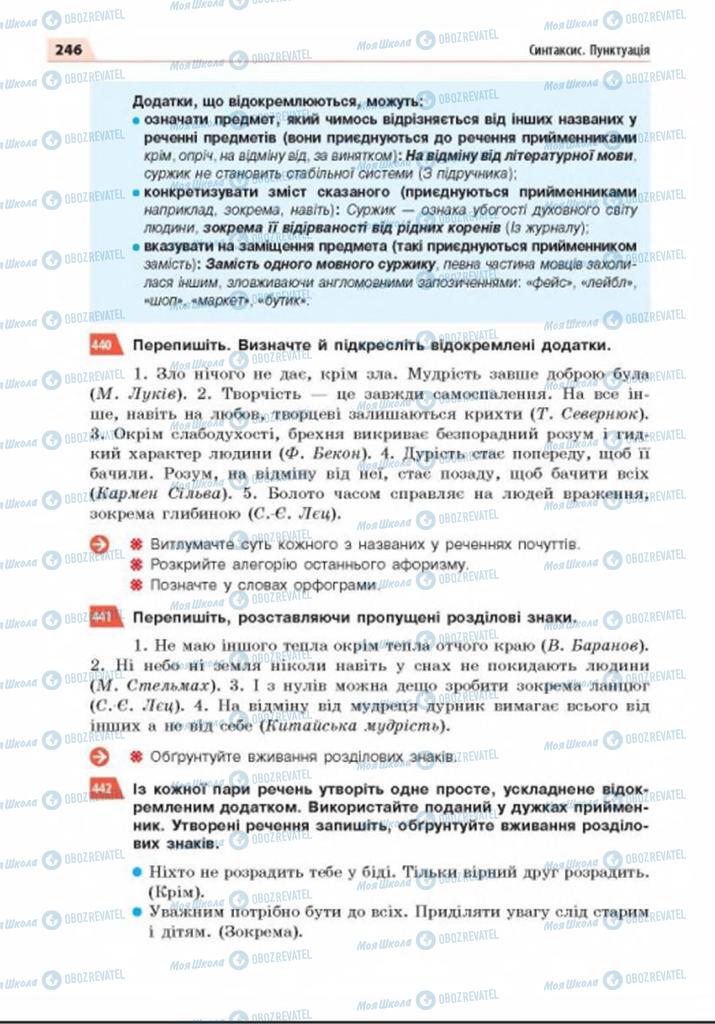 Підручники Українська мова 8 клас сторінка 246