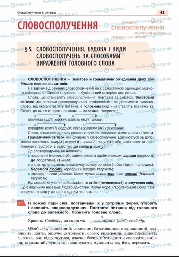 Учебники Укр мова 8 класс страница 43