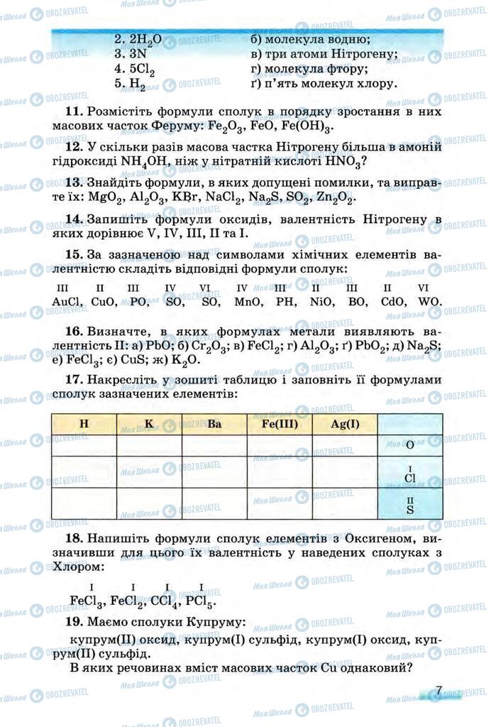 Підручники Хімія 8 клас сторінка 7