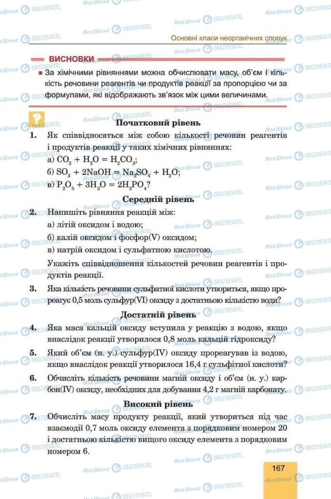 Підручники Хімія 8 клас сторінка 167