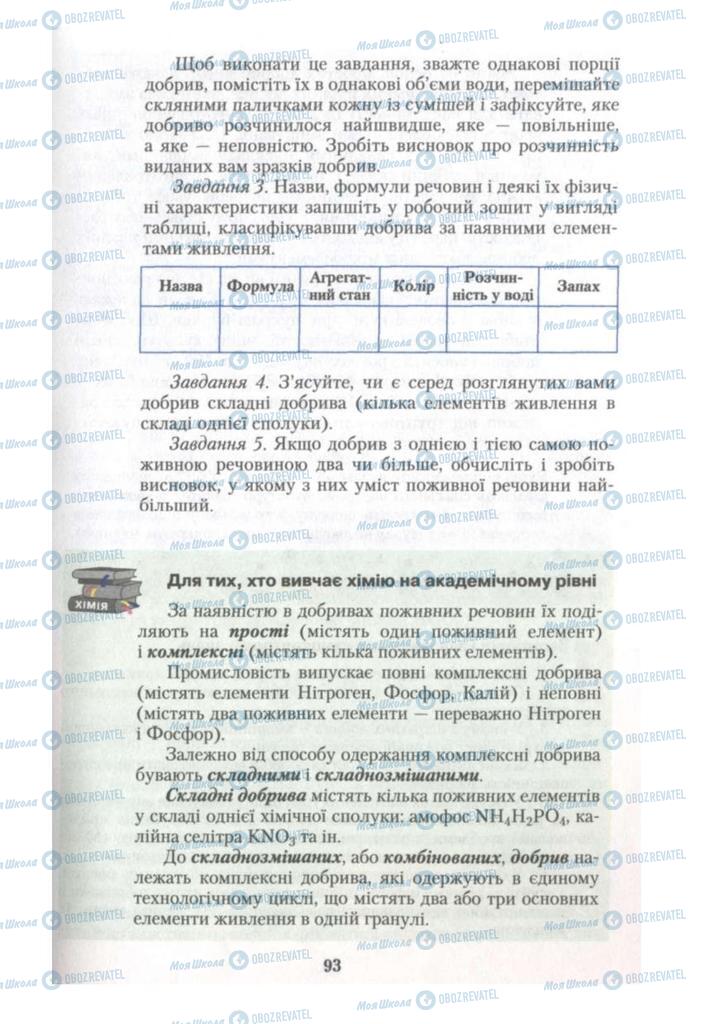 Підручники Хімія 10 клас сторінка 93