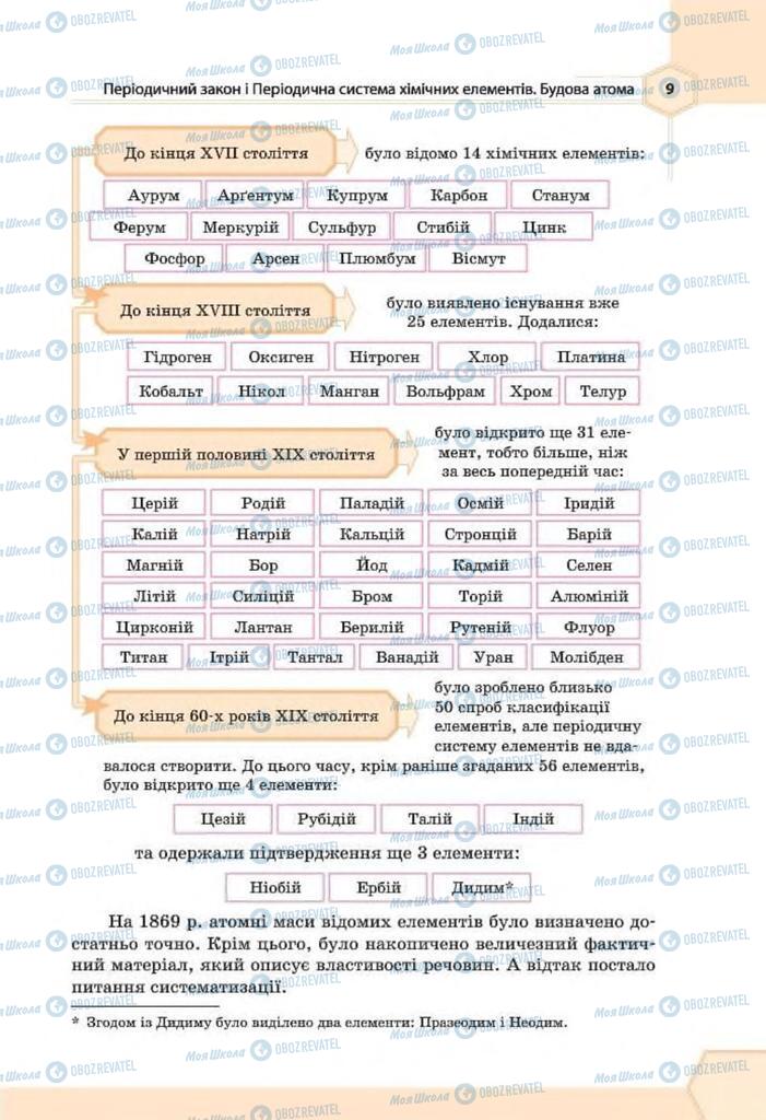 Підручники Хімія 8 клас сторінка 9