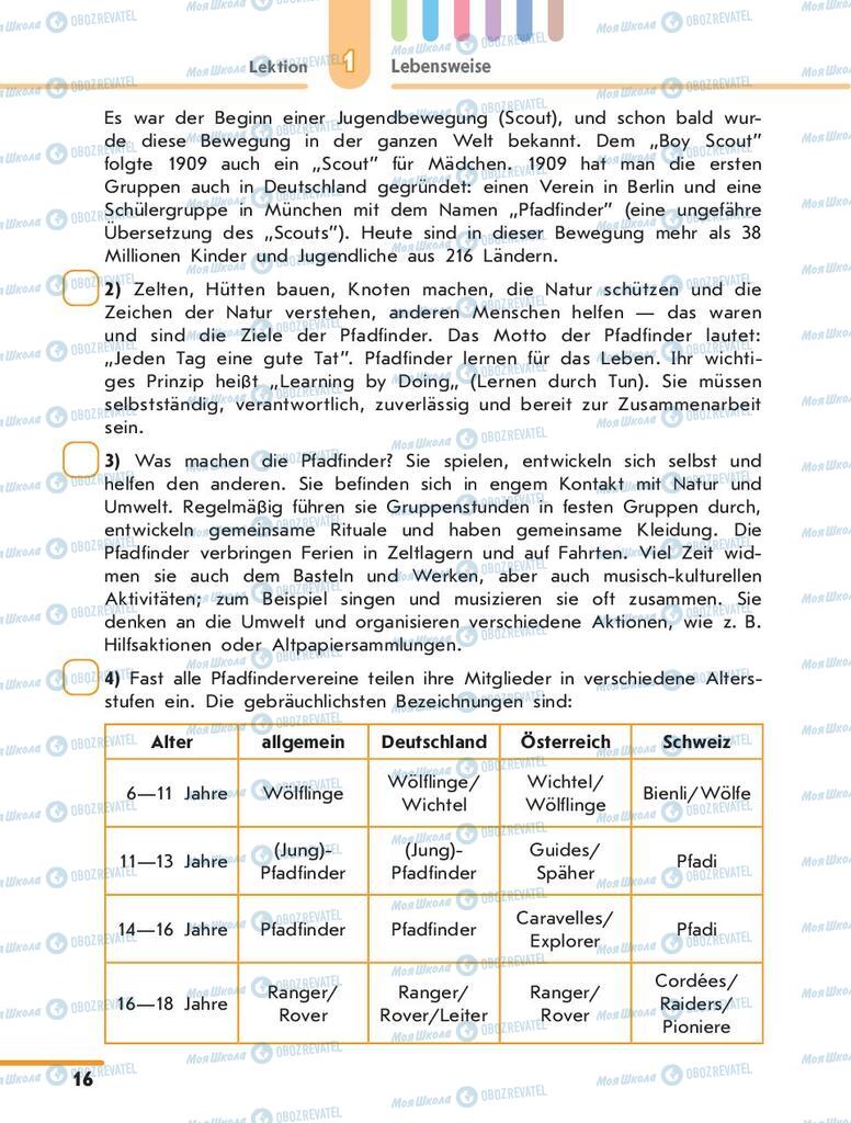 Підручники Німецька мова 10 клас сторінка 16