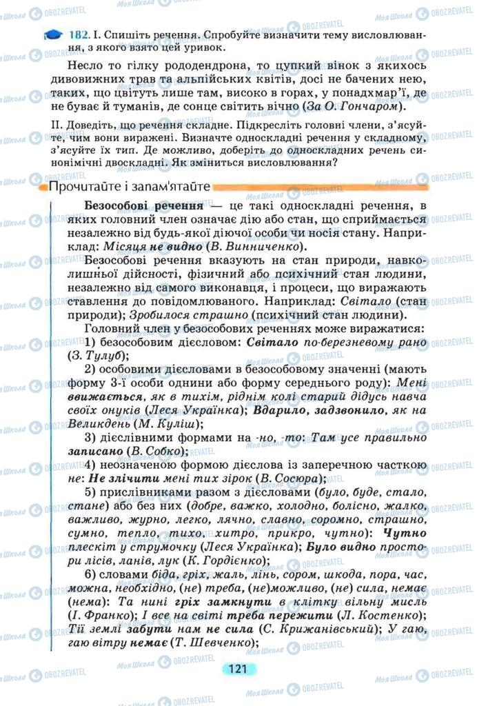 Підручники Українська мова 8 клас сторінка 121