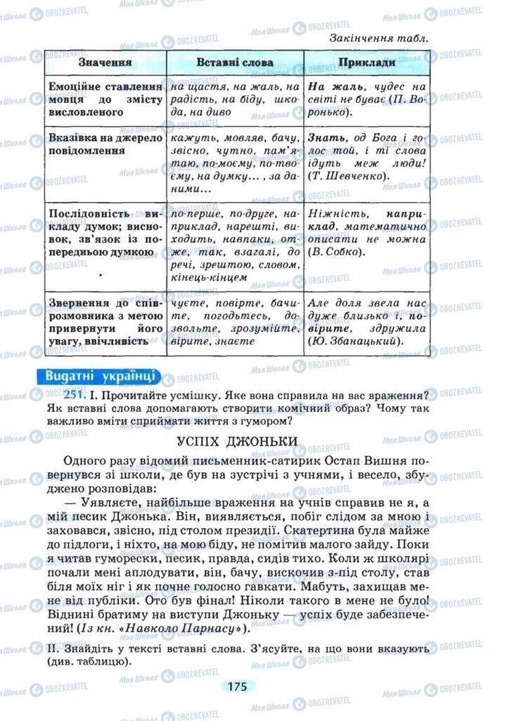 Підручники Українська мова 8 клас сторінка 175