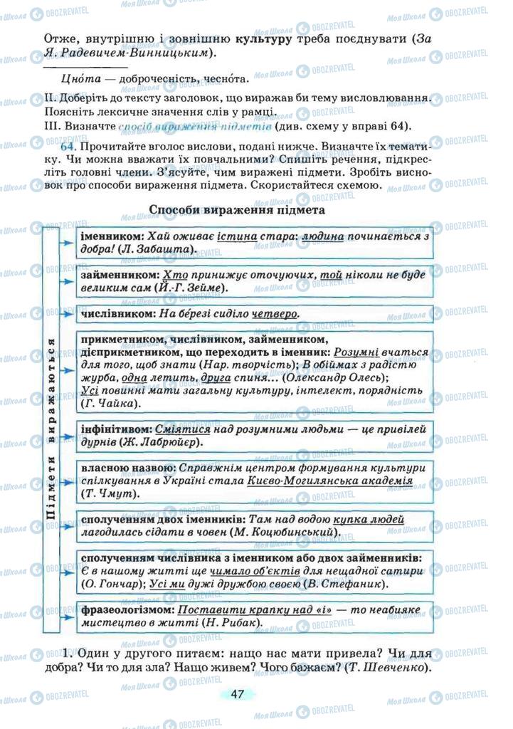 Учебники Укр мова 8 класс страница  47