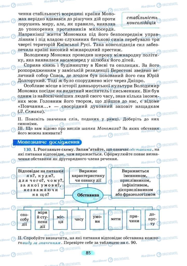 Підручники Українська мова 8 клас сторінка 85