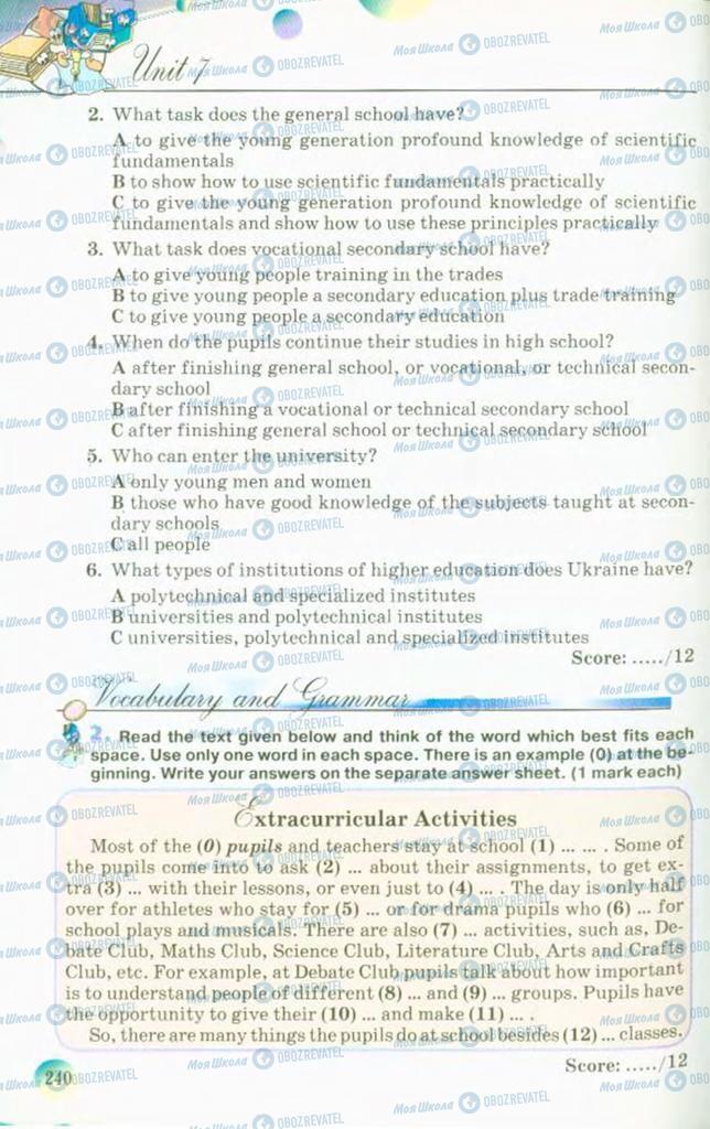 Підручники Англійська мова 10 клас сторінка 240