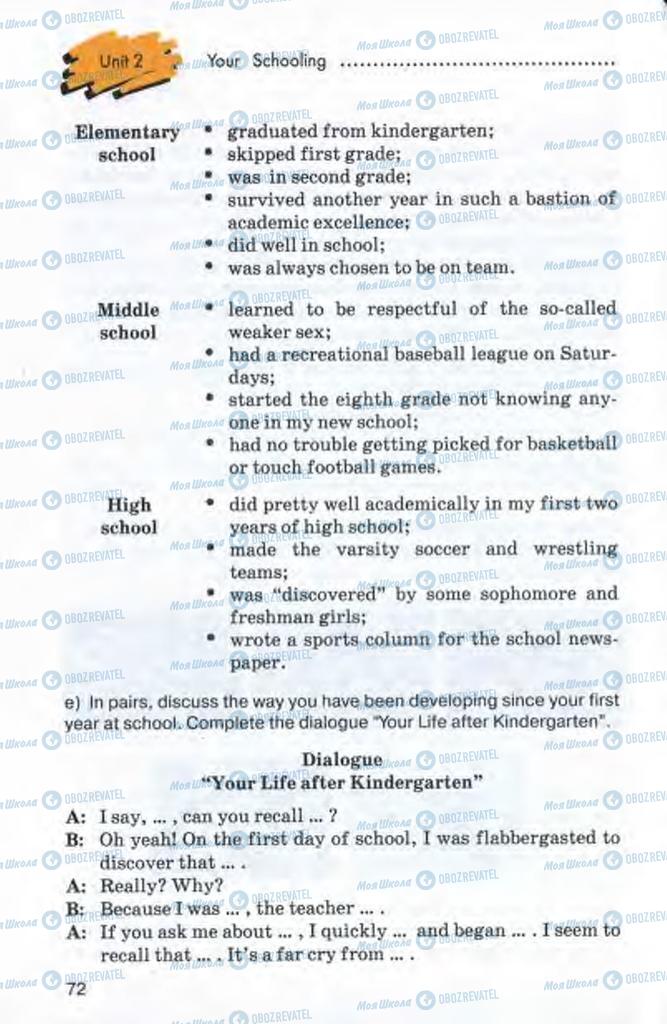 Підручники Англійська мова 10 клас сторінка 72