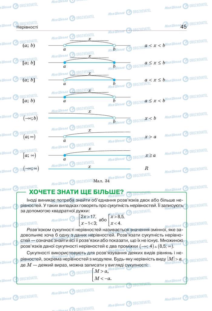 Підручники Алгебра 9 клас сторінка 45