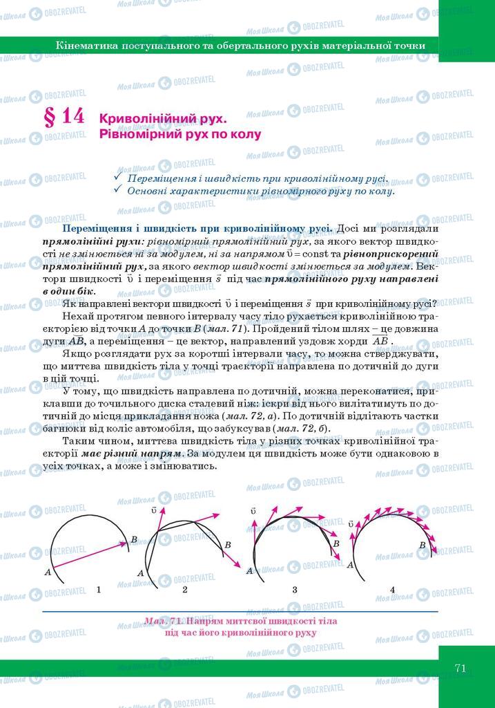 Підручники Фізика 10 клас сторінка  71