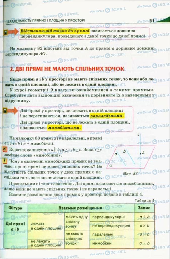 Підручники Геометрія 10 клас сторінка 51